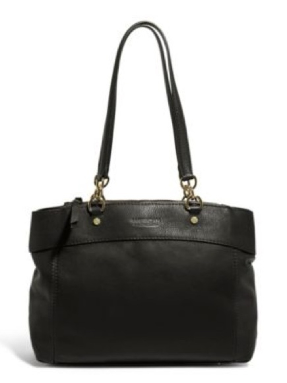 Black American Leather Co. Taylor Triple Entry Satchel with Gold Hardware